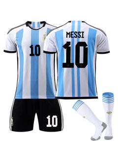Buy Kids Football Jersey Set - #10 Lionel Messi Complete Soccer Jersey Set with 1 Jersey, 1 Short and 1 Pair of Socks, Perfect Gift for Kids Children and Football Fans in UAE