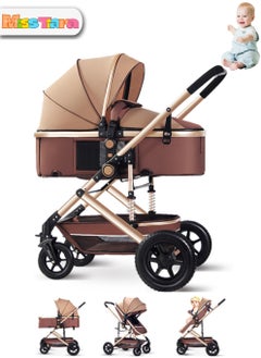 اشتري Baby stroller with High view  Double push rod  Can sit and lie down Lightweight Foldable Four-wheel rubber Strong shock absorption Large Space Durable Suitable for Baby 0-3 years old Travel strollers في الامارات