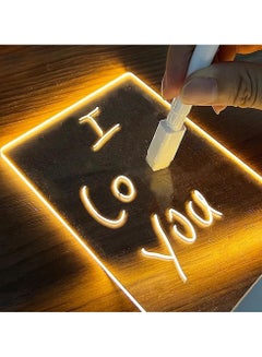 Buy Acrylic Transparent Note Board LED Night Light USB Plug-in Message Board Light with Pen ErasableWritingBoard in UAE