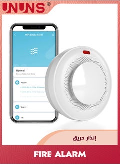 Buy WiFi Detector Fire Alarm,Smart Alarm With App Notifications And Alarm Records,Wireless Fire Detector With Replaceable Battery,Auto-Check,Works with Tuya Smart And Smart Life App in UAE