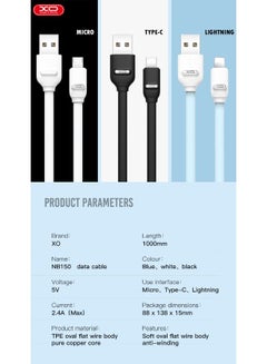 Buy Micro USB charging cable 2A - blue fast charging in Egypt