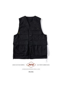 اشتري Japanese Style Workwear Vest Mens and Womens Trendy Brand Hong Kong Style Loose Jacket Vest Mens Retro Multi-pocket Sleeveless Waistcoat Mens TrendyThe most Era-M02 vest-Black The most Era-M02 vest-Black في الامارات