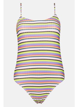 اشتري Women Striped One Piece Swimsuit, Violet/Purple Combo في الامارات