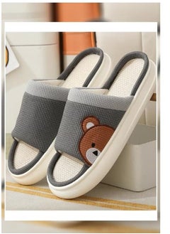 Buy Anti slip soft thick sole home indoor line slippers, sweat absorbing and breathable, comfortable bedroom slippers, gray color in Saudi Arabia