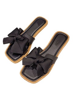 Buy Ladies Fashion Summer Bow Slippers Outdoor or Indoor Flat Beach Sandals in UAE