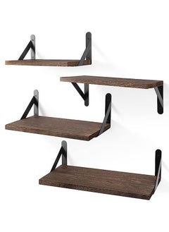 اشتري Floating Shelves, Dark Carbonized Black, 4 Sets of Wall Mounted Shelf for Bathroom Decor, Floating Book Shelves for Wall, Bedroom, Living Room or Kitchen في الامارات