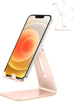 Buy Adjustable Cell Phone Stand,Aluminum Desktop Cellphone Stand with Anti-Slip Base and Convenient Charging Port, Fits All Smart Phones in Saudi Arabia