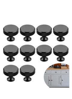 اشتري Kitchen Cabinet Knobs, 10Pcs Black Cabinet Knobs Door Knobs, Drawer Knurled Dresser Pulls Zinc Alloy Round Hardware Knobs with Screws, for Cabinets and Drawers Kitchen Closet Door Knobs في السعودية