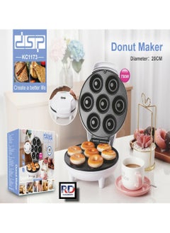 Buy DSP Donut Maker 750W 7-Piece Donut Maker Non-Stick Coating Thermostat Dual Indicator Lights Cool Touch Housing Non-Slip Feet White in Egypt