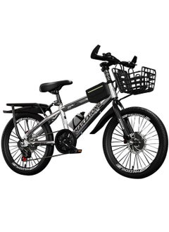 Buy Mountain Bike 18-24 Inch, 7 Speed Dual Disc Brake Bicycle with Passengers Rear Seat Adjustable Seat and Basket, Kids Road Bike for 6-18 Years Boys and Girls in Saudi Arabia