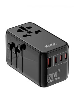 Buy 120W Travel Power Adapter Gen III technology, International Adapter with 1 USB-A & 3 USB-C PD Fast Charging, Universal Travel Adaptor for Smart Phone, Laptops, Worldwide Plug in UAE