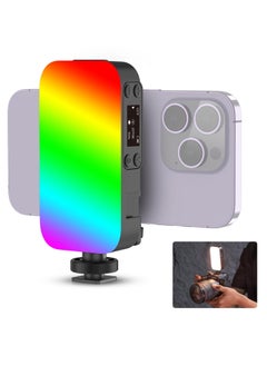 Buy RGB Video Light, LED Camera Light 360° Full Color Portable Photography Lighting, Quick Release Cold Shoe Adapter and Phone Clip, 2500mAh Rechargeable CRI 95 2500 9000K Dimmable Panel Lamp in Saudi Arabia