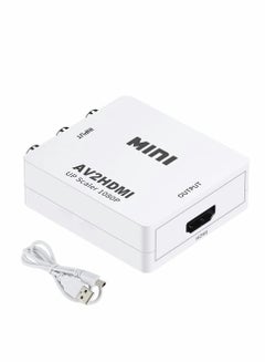 Buy RCA to HDMI, AV to HDMI CVBS to HDMI Converter, CVBS RAC Audio and Video Adapter Supporting PAL/NTSC for TV/PC/ PS3/ STB/Xbox VHS/VCR/Blue-Ray DVD Players (White) in Saudi Arabia