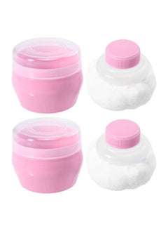 اشتري 2 Sets Baby Powder Puff Box Fluffy Body After- Bath Powder Case Baby Care Face Body Villus Powder Puff Container Makeup Cosmetic Talcum Powder Holder with Hand Holder-Pink في الامارات