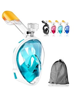 Buy SportQ 180 Degree Full Face Snorkeling Mask with Detachable Camera Holder, Anti-fouling, Adjustable Head Straps, Professional Snorkeling Set for Adults and Youth green S/M in Egypt
