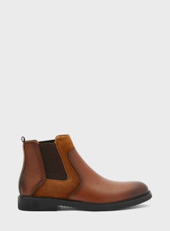 Buy Faux Suede and Leather Chelsea Boots in UAE