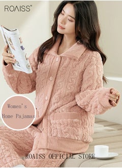 Buy Couple Pajamas Set Long Sleeves Sleepwear for Men and Women Coral Fleece Loungewear Autumn and Winter Warm Home Clothes gift for Boyfriend Girlfriend Husband Wife in UAE