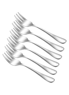 اشتري Dessert Forks 6 Pieces, Stainless Steel Cake Forks Silverware Set, Fruit Forks, Cocktail Forks, Appetizer Small Forks, | 5 Inches في الامارات