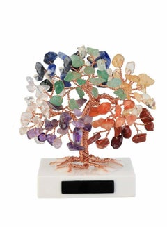 Buy 3.54"-4.7" Mini Natural 7 Chakra Healing Crystals Money Tree Tumbled Gemstones Bonsai Fortune Tree on Marble Base Feng Shui Ornaments for Good Luck, Wealth Home Office Decor Spiritual Gift in UAE