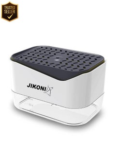 اشتري Jikoni Probus 2 in 1 Soap Dispenser Sponge Holder for Dishwasher Liquid, Liquid Dispenser Through Pump (White), Plastic في السعودية