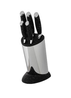 Buy 6-Piece Stainless Steel Kitchen Knife Set With Black And Silver Stand in Saudi Arabia