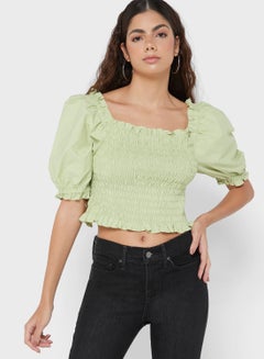 Buy Square Neck Shirred Crop Top in UAE