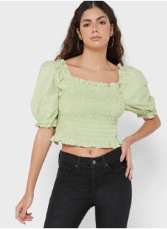 Buy Square Neck Shirred Crop Top in UAE