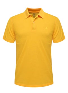 Buy Mens Polo Shirt Plain 100% Combed Cotton Short Sleeves Mustard 160 GSM Jersey Polo Shirt For Mens in UAE