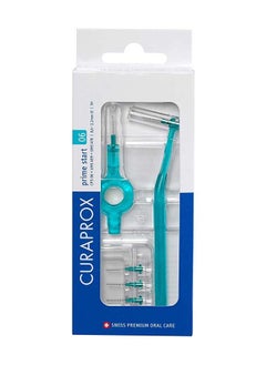 اشتري Curaprox CPS 06 Prime Start Interdental Brush Kit, Turquoise - 5 x 0.6mm - 2.2mm Interdental Brushes + 2 Interdental Toothbrush holders في الامارات