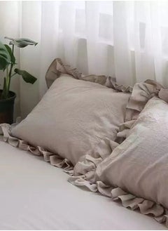 Buy 2 pieces Set Premium Soft Quality Pillow Covers, Cappuccino Color in UAE