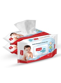 Buy 99% Pure Water Baby Wipes Paraben Free Hypoallergenic Gentle & Nourishing Cleansing With Fliptop Lid Retains Moisture For Long 72 Wipes; Pack 3 Packs in UAE