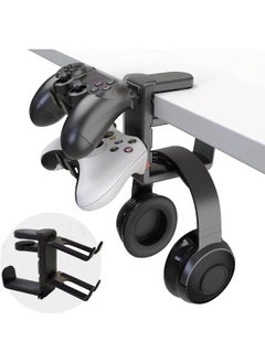 Buy 3 in 1 Headphone and Controller Holder,Under-Desk Clip Headphone Stand with Adjustable and Swiveling Arm Clamp&Cable Organizer in UAE