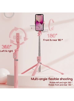 Buy Pink selfie stick 1.3m tripod camera remote control mobile phone universal in Saudi Arabia