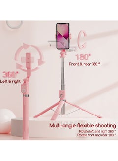 Buy Pink selfie stick 1.3m tripod camera remote control mobile phone universal in Saudi Arabia