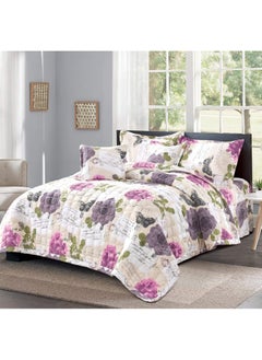 Buy 6 Pieces Compressed Floral Printed Comforter Set King Size Includes 1 Comforter + 1 Bed sheet + 2 Pillowcase + 2 Cushioncase in Saudi Arabia