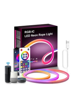 Buy App Control RGBIC DIY Music Sync Neon Rope Light Support Alexa and Google Assistant With Bluetooth 3m in Saudi Arabia