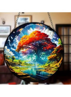 اشتري Tree Round Stained Suncatcher: Acrylic Wall Art and Hanging Ornament for Home, Office, and Car في الامارات