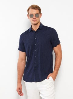 Buy Regular Fit Short Sleeve Patterned Viscose Men's Shirt in Saudi Arabia