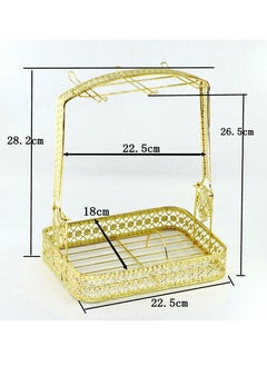 Buy Creative Coffee Cup Hanger with Oval Storage Basket Gold for Six-cup holder in Saudi Arabia