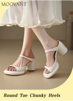 Buy Fashion Ladies' Chunky Heels Comfortable Round-heeled Sandals Open Toe Slip On Women Summer Shoes in Saudi Arabia