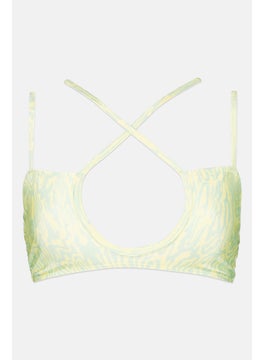 Buy Women Non Padded Abstract Bikini Top, Lime/Yellow in UAE