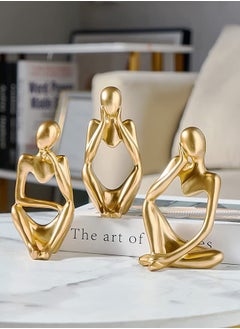 اشتري Hometaste Decor Thinker Statue Abstract Art Sculpture Set - Modern Resin Figurines For Stylish Home And Office Decor - Enhance Your Living Space With This 3-Piece Collection (Gold) في الامارات