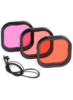 اشتري 3-Pack Dive Filters for GoPro Hero 8 9 10 11 12 Official Waterproof Housing Case (Red, Light Red, Magenta Filters) - Color Correction in Deep Diving/Scuba Snorkeling/Underwater Photography في الامارات