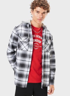 Buy Checked Shirt With Hood And Long Sleeves in UAE