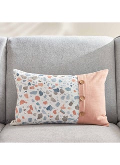 اشتري Sea Breeze Terrazzo Print Filled Cushion With Flap And Button 50 x 30 cm في الامارات