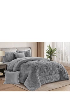 Buy Winter Double Bedspread Quilt Set Made of Soft Velvet and Luxurious Fur, Size 230*250 cm in Saudi Arabia