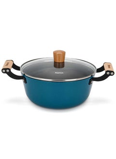 Buy Fissman Stockpot Seagreen 4Ltr With Glass Lid Enamelled Cast Ironmultipurpose Soup Pot Stewpot Simmering Boiling For Kitchen & Dining Room L24Xw11Cm - Blue in UAE