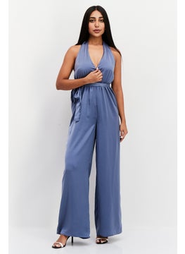 اشتري Women Plain Sleeveless Jumpsuit, Teal Blue في الامارات