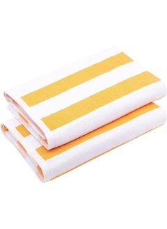 Buy Beach Towel Striped 4 Piece 180x70 cm-White-Yellow in Egypt