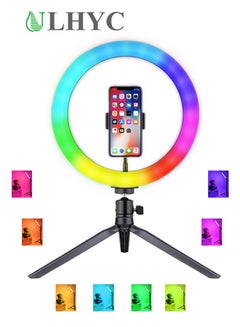 Buy RGB Photography Ring Light,2500K-8500K+0-360 Full Color Dimmable RGB Video Light,With Tabletop Tripod Stand 360 Degree Front and Rear Adjustment Angle for Photography,Video Conference,TikTok in Saudi Arabia
